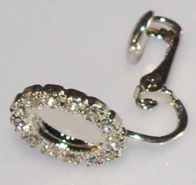 14ER 8x6 Milled-edge EARRING WITH RHINESTONE SURROUND, PRICE PER PAIR