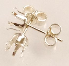 SSE5 S.S. STERLING SILVER 5MM 6-CLAW SNAP-TITE STUD EARRING
