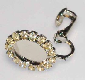 15ER 10x8 Milled-edge EARRING WITH RHINESTONE SURROUND, PRICE PER PAIR