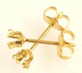 SSE3 G.F. GOLD FILLED 3MM 6-CLAW SNAP-TITE STUD EARRING